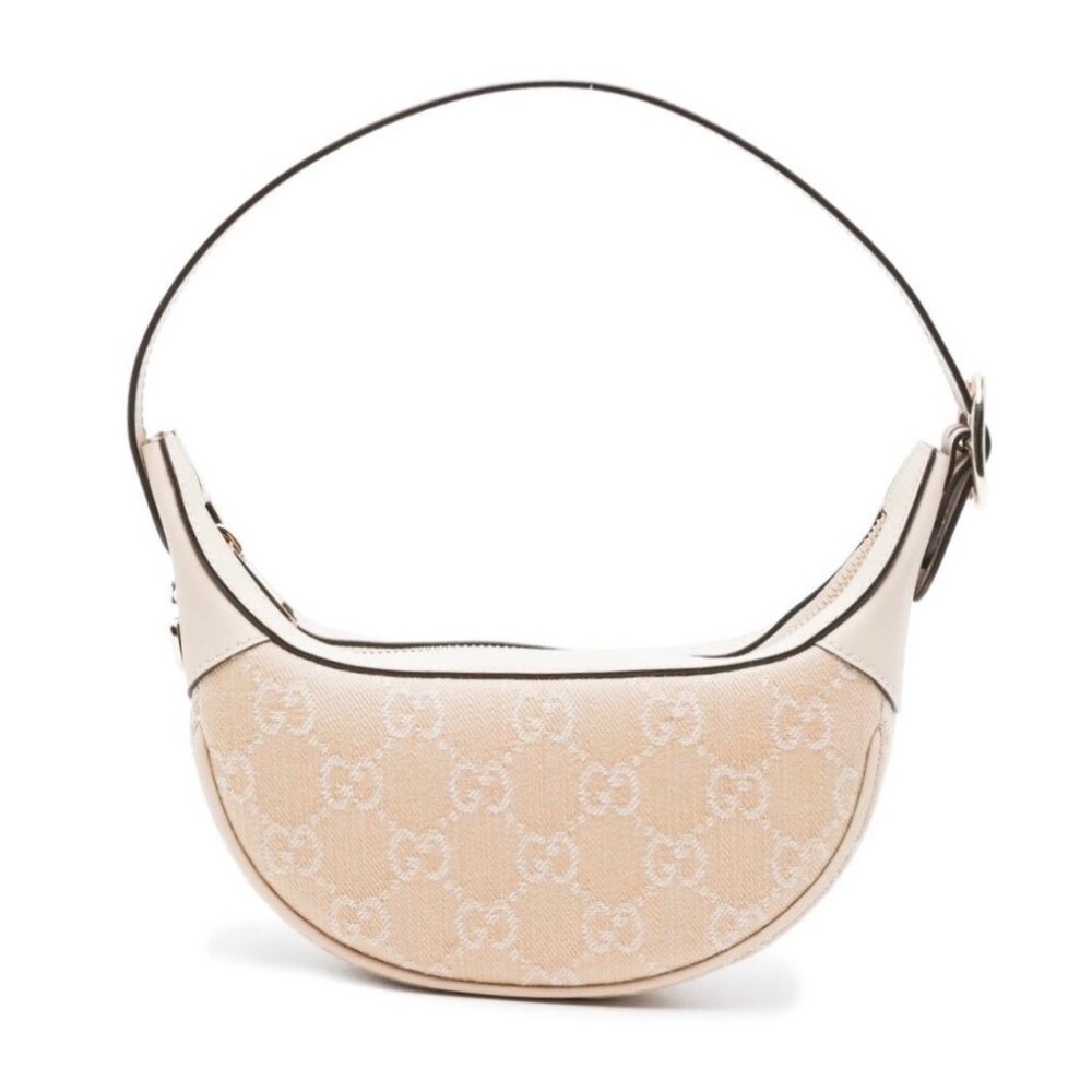 Gucci Supreme Monogram Textured Ophidia GG Half Moon Mini Bag